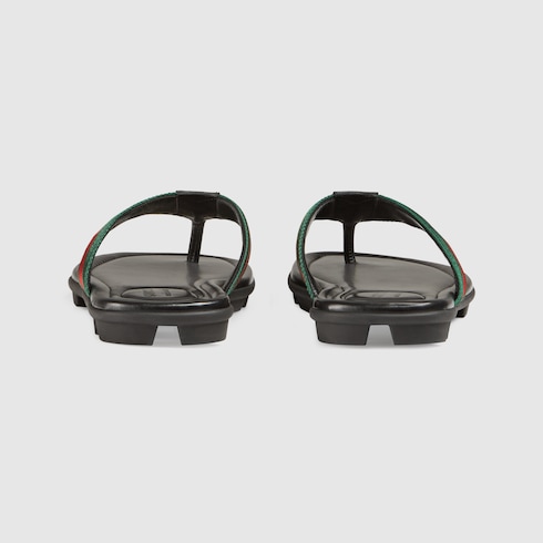 Tongs en cuir et ruban Web