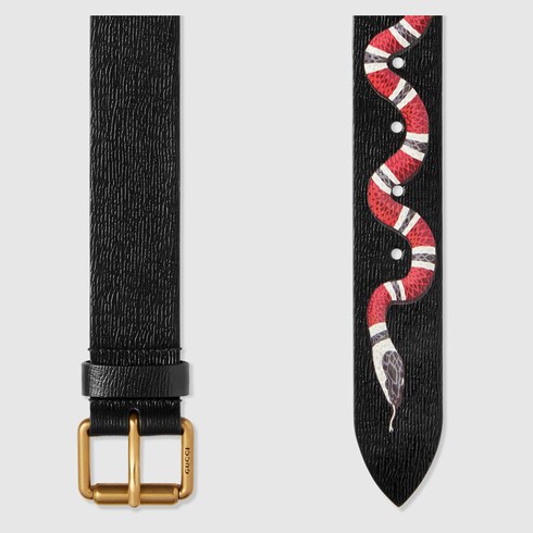 GUCCI LEATHER BELT WITH KINGSNAKE,434520DNI1T1058