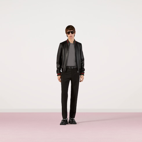 GUCCI LEATHER JACKET WITH WEB,431343XG2061060