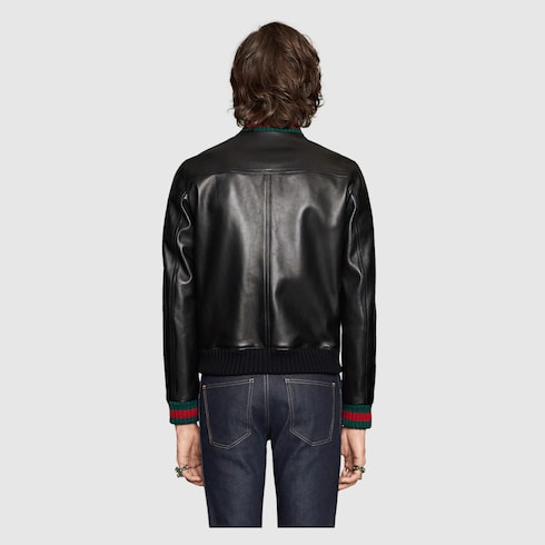 GUCCI LEATHER JACKET WITH WEB,431343XG2061060