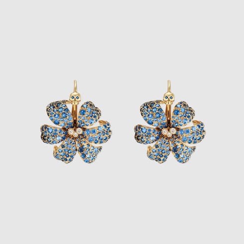 GUCCI FLORA EARRINGS WITH SAPPHIRES