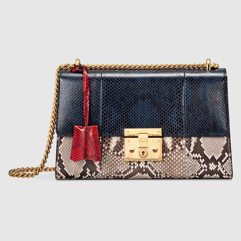 GUCCI PADLOCK MEDIUM PYTHON SHOULDER BAG