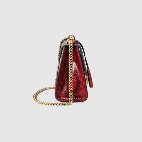 Padlock python shoulder bag in blue and grey python | GUCCI® AE