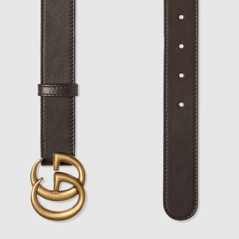 GUCCI LEATHER BELT WITH DOUBLE G BUCKLE,414516AP00T2145