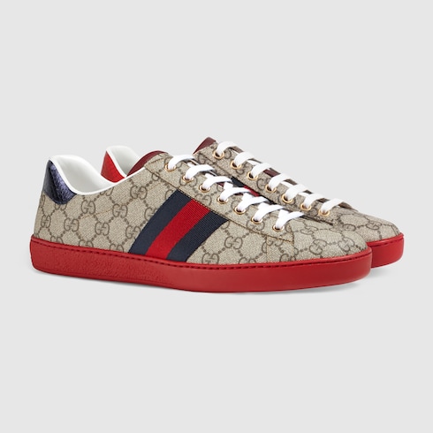 Gucci Men's Shoes Trainers Sneakers Gg Supreme Ace In 9767 Beige