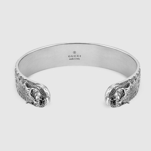 GUCCI BRACELET IN SILVER WITH FELINE HEAD