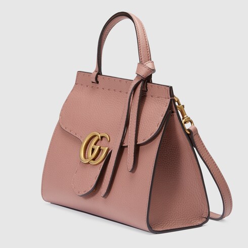 gg marmont leather top handle bag