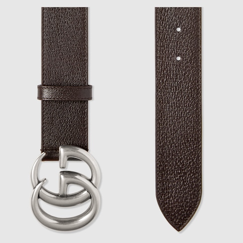 GUCCI LEATHER BELT WITH DOUBLE G BUCKLE,406831DJ20N2145