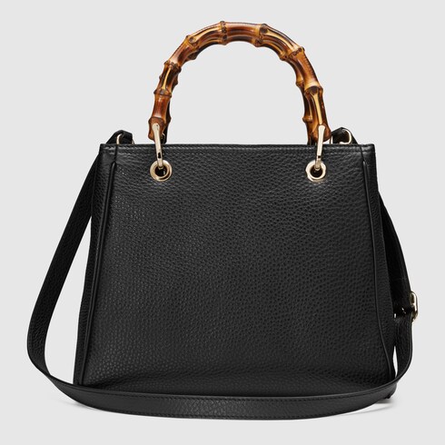 Bamboo Shopper small tote bag in black leather GUCCI Australia