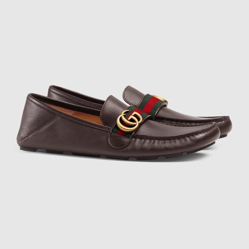 GUCCI Leather driver with Web