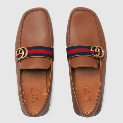 GUCCI LEATHER DRIVER WITH WEB