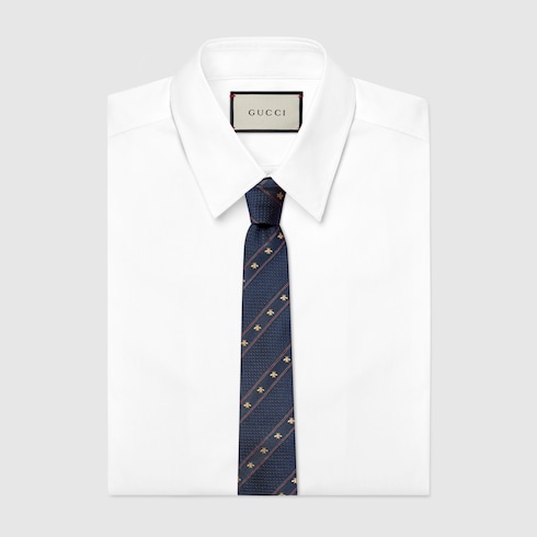 Bee and Web silk jacquard tie