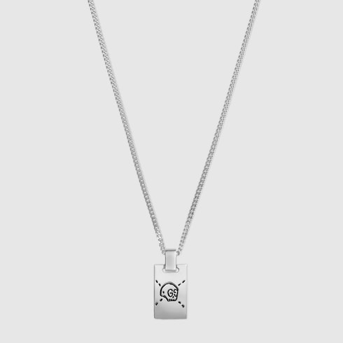 Shop Gucci Ghost Halskette In Silber Mit Anhänger In Undefined