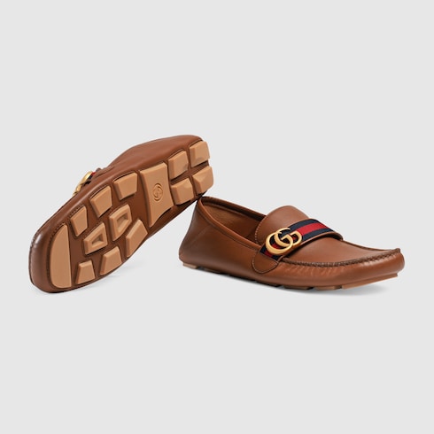 GUCCI LEATHER DRIVER WITH WEB