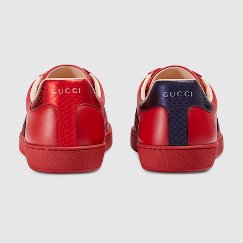 Gucci Men's New Ace Embroidered Low-Top Sneakers In 6459 Red