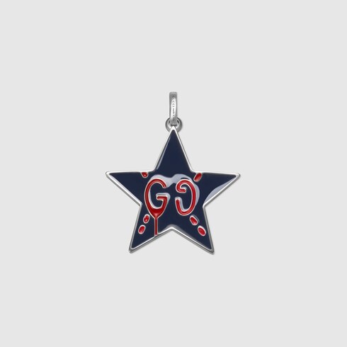 Gucci Ghost Charm In Silver In Silver , Blue, Red