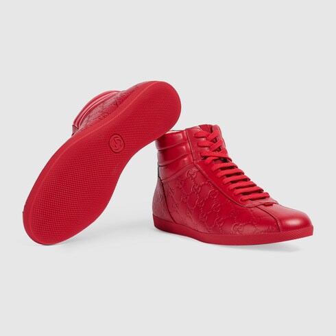 red gucci high top sneakers