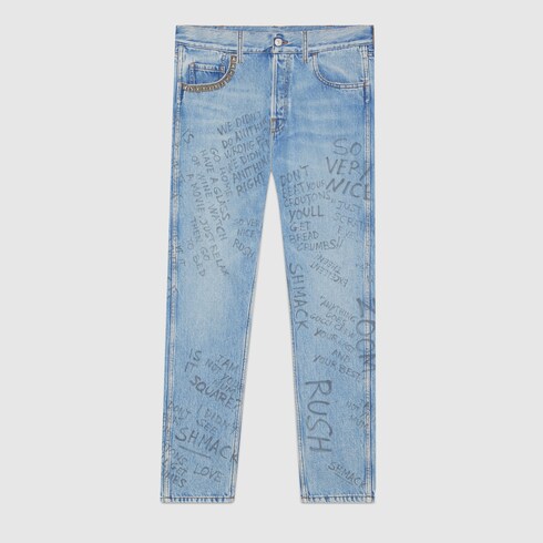 GUCCI SCRIBBLED WRITING PRINT PUNK PANT