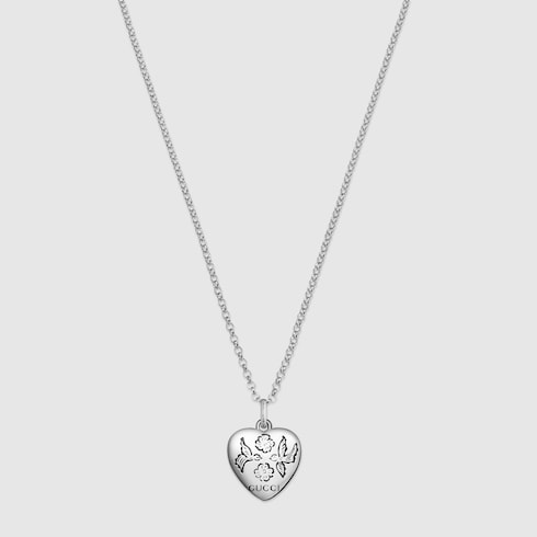 925 Sterling Silver Blind For Love Necklace With Gucci Motifs