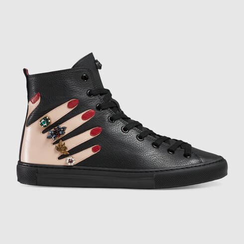 Embroidered leather high-top sneaker - Gucci Women's Sneakers ...