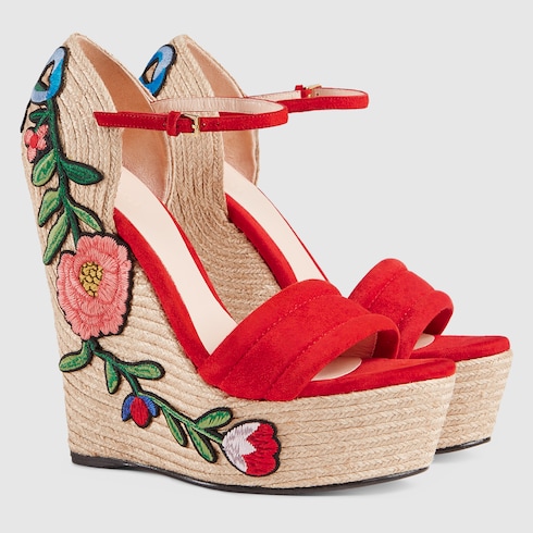 gucci ankle tie wedge platform espadrille sandals