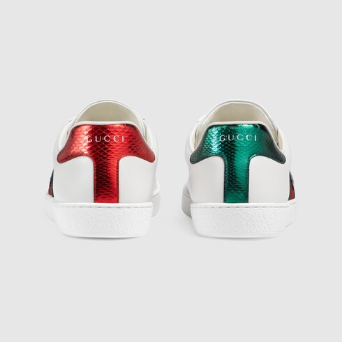 Gucci New Ace Tiger-Embroidered Leather Trainers In White