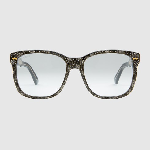 GUCCI SQUARE-FRAME RHINESTONE GLASSES