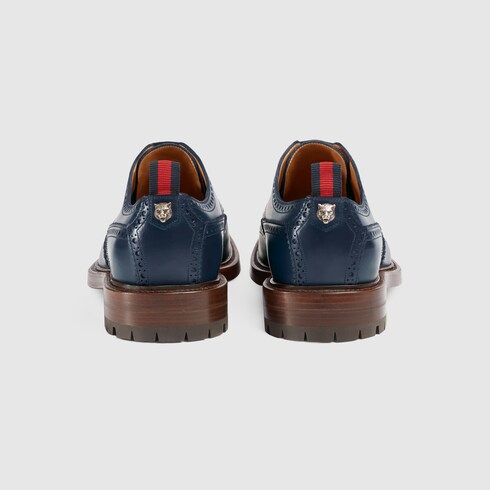 		Leather lace-up with Web - Gucci Mens Lace-ups 428597DKG204060 Gucci Leather lace-up with Web