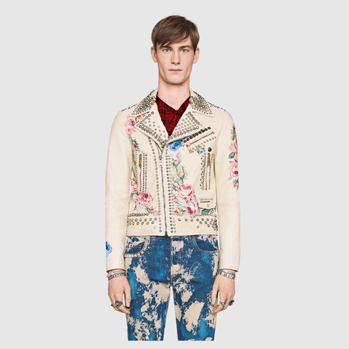 GUCCI HAND-PAINTED LEATHER BIKER JACKET