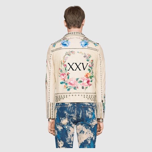 GUCCI HAND-PAINTED LEATHER BIKER JACKET