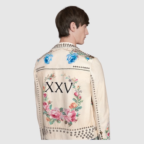 GUCCI HAND-PAINTED LEATHER BIKER JACKET