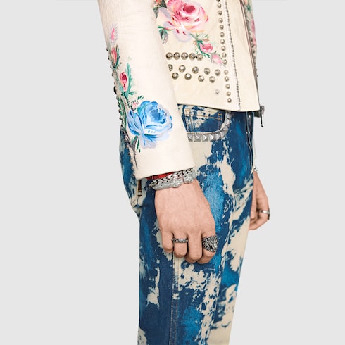 GUCCI HAND-PAINTED LEATHER BIKER JACKET