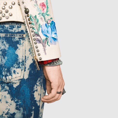 GUCCI HAND-PAINTED LEATHER BIKER JACKET