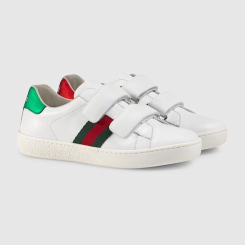 Kinder Ace Sneaker aus Leder mit Webstreifen