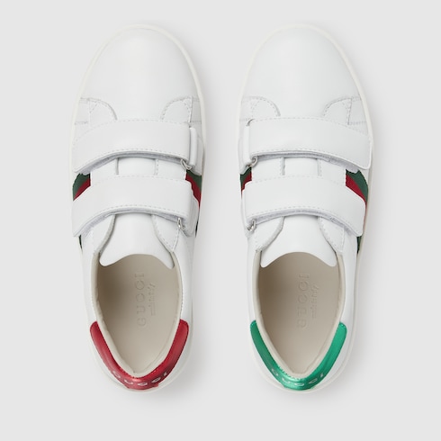 Kinder Ace Sneaker aus Leder mit Webstreifen