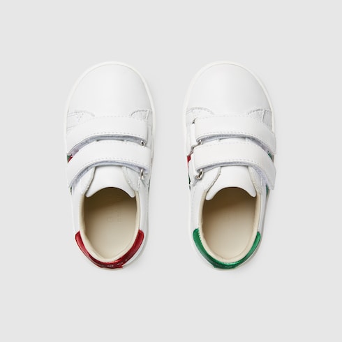 baskets pour tout-petit en cuir avec bande Web