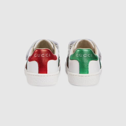 White Leather Toddler Sneaker With Web | GUCCI® US