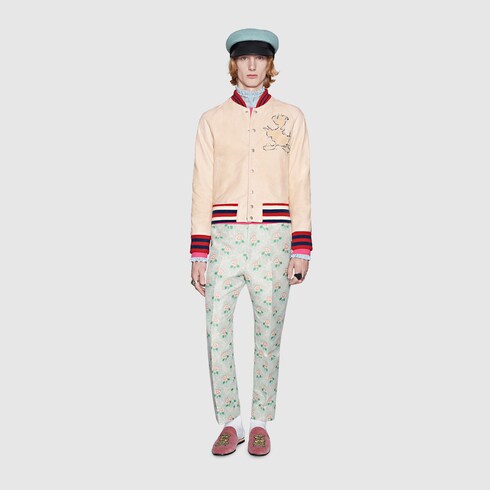 		Flower bow jacquard pant - Gucci Mens Trousers 451349Z746A4903 Gucci Flower bow jacquard pant