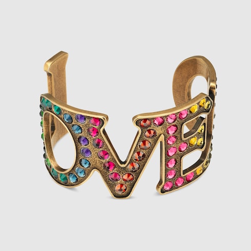 Loved cuff bracelet with crystals