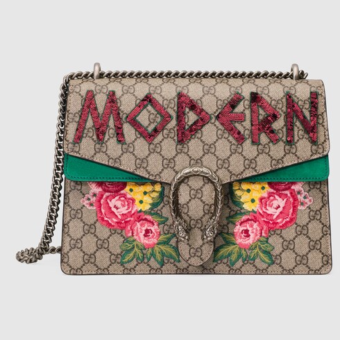 Gucci Dionysus Medium Embellished Appliquéd Coated-canvas And Suede Shoulder Bag