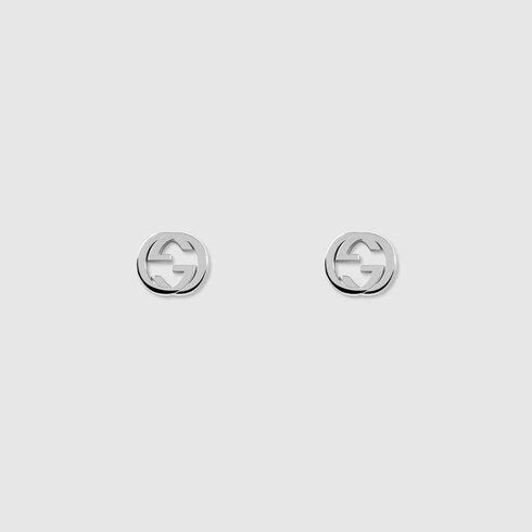 Silver interlocking G earrings