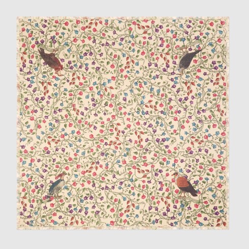 Click to view more detailed imagery on our partner's website Gucci Birds Of Prey Modal Cotton Shawl In Ivory