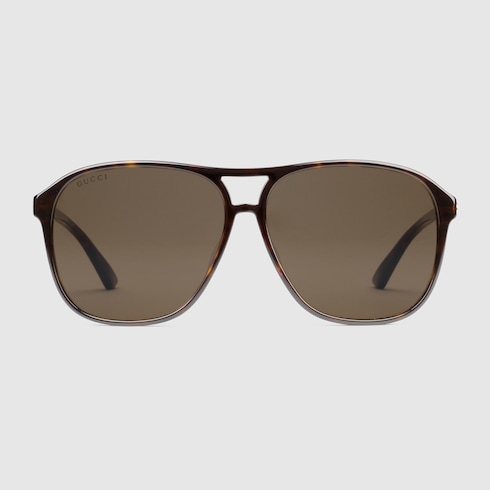 Aviator acetate sunglasses in dark tortoiseshell acetate GUCCI AE