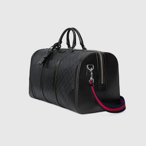 Gucci Black GG Supreme Canvas and Leather Carry On Duffle Bag Gucci