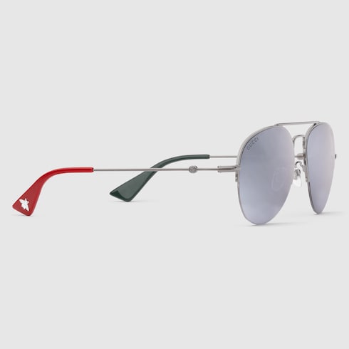 Gucci silver aviator sunglasses hotsell