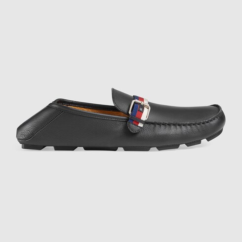 leather driver with web gucci