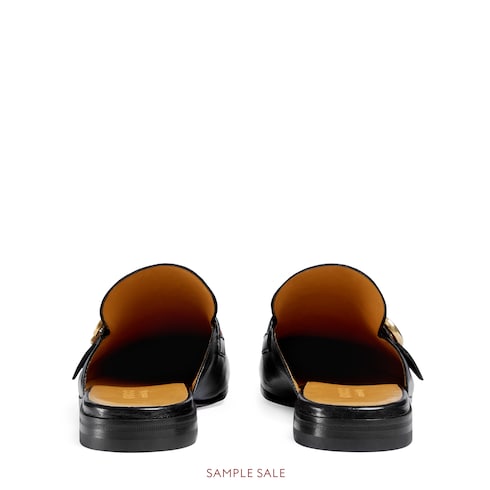 Gucci Princetown Leather Slipper With Double G, Black
