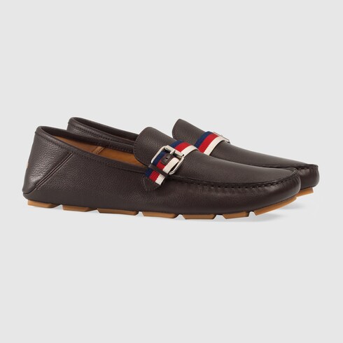 gucci web leather driver