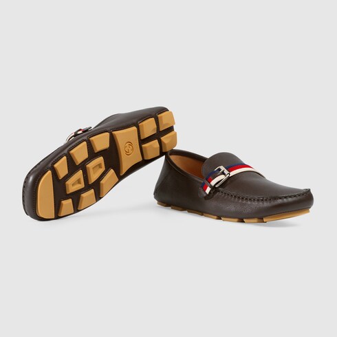 gucci web leather driver