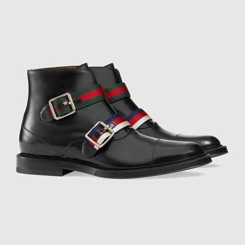 gucci leather boots with buckle